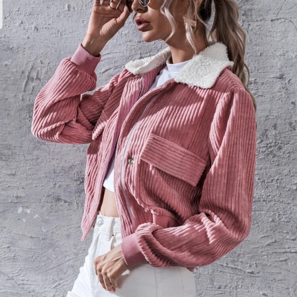 🌈🌼HP🌈🌼Dusty Pink Faux Corduroy Jacket - Picture 2 of 8